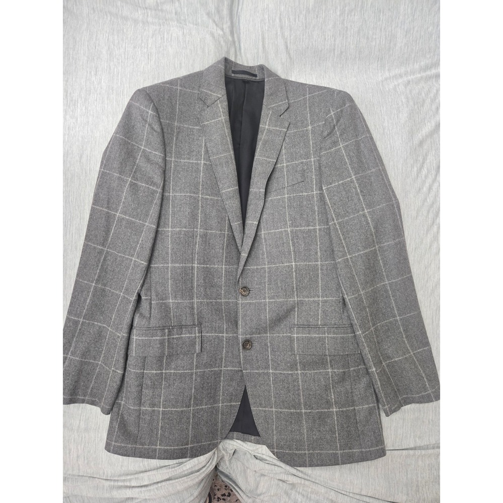 J.Crew Ludlow Grey Windowpane Plaid Vitale Barberis Canonico Wool Blazer 36R